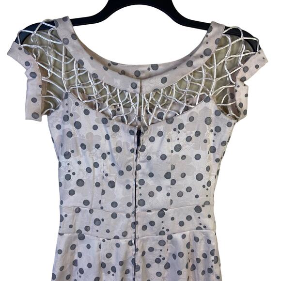 Tatyana Pin-Up Dress Women's Small Pink Grey Polka Dot Retro‎ Vintage 60s Style - Picture 7 of 16